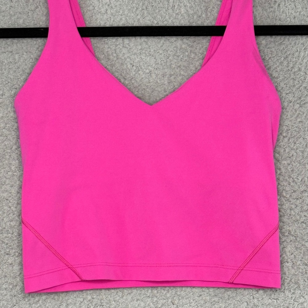 Lululemon Align Tank Top Hot Pink V-Neck Cropped Nulu Yoga Shirt Womens Size 4 - Picture 2 of 8